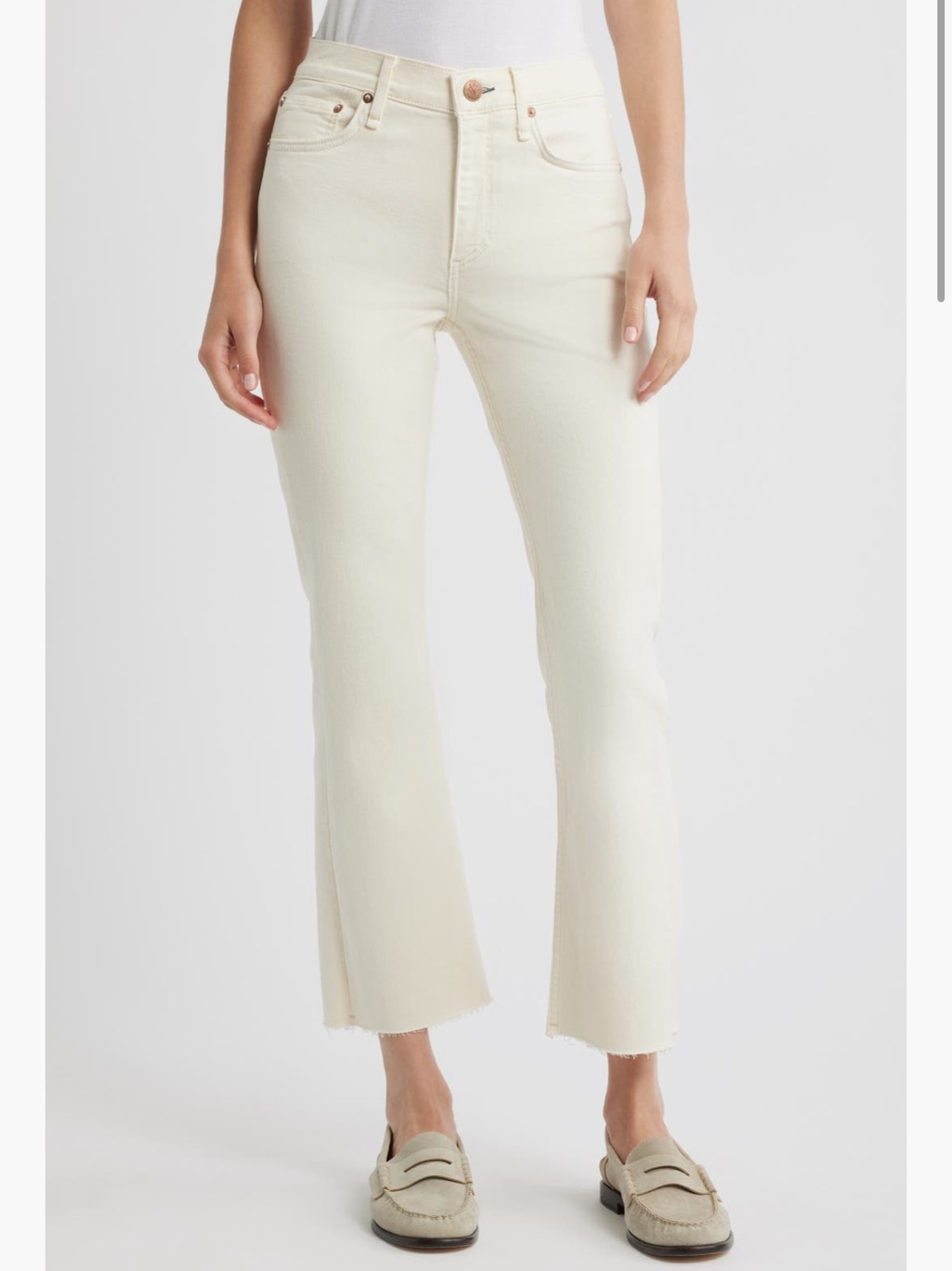 Rag & Bone Peyton Mid-Rise Ankle Bootcut Jeans Ecru Size 25